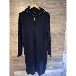 Ralph Lauren Women Long Knit Dress Navy Wool Size 2X Plus Maxi Classic Preppy